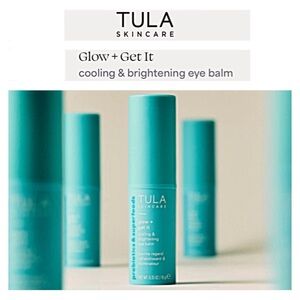 NIB TULA GLOW + GET IT Eye Balm w/ HYALURONIC ACID & CAFFEINE Brightens & Cools